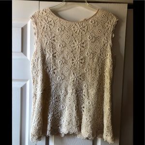 Ivory lace overlay dressy tank top XL